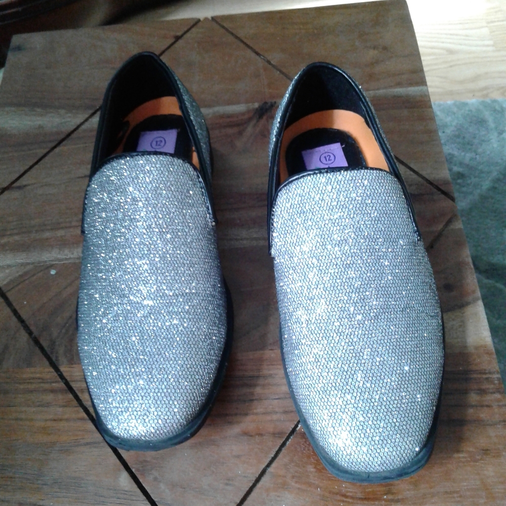 JoDano Collection Girls Sliver Sparkle Slip On Shoes From Italy